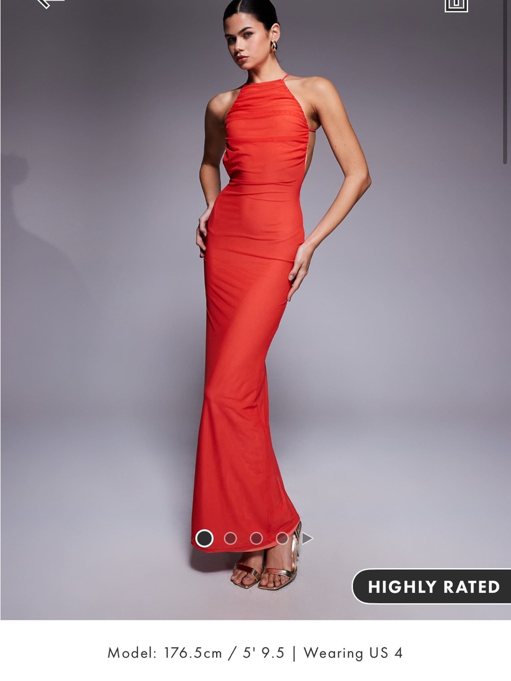 ASOS Coral Backless Halter Maxi